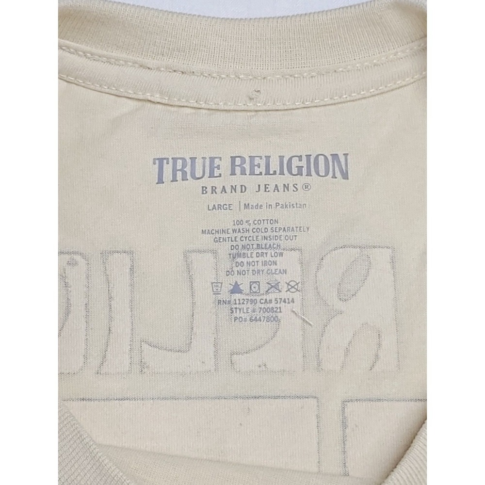 True Religion Men's Tan Graphic Long Sleeve T-Shirt Size L‎ 100% Cotton - Picture 9 of 11